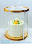 Tall Clear Cake Boxes With Ribbon - Gold Round Clear Cake Box For Birthday Cake