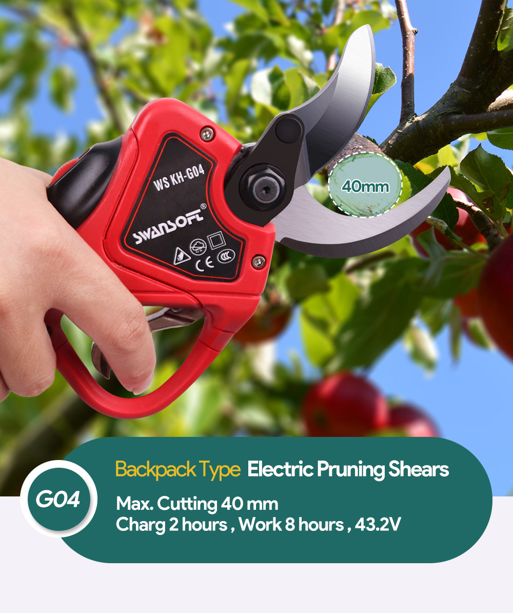 Swansoft LED Display lihium Battery Shear diameter 40MM apple tree Electric Pruning Shears Electric Pruner
