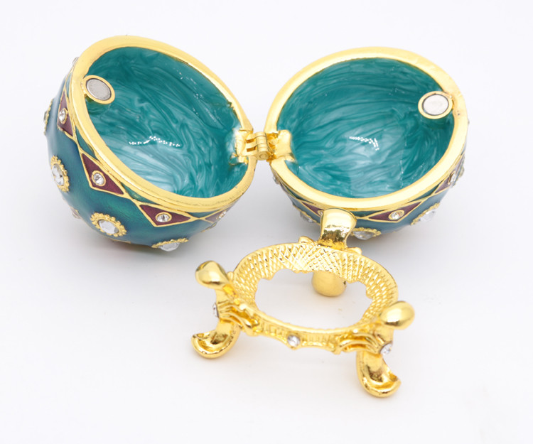 Faberge Egg Style Decorative Enameled Trinket Box Classic Russian Egg Jewelry Box Collectibles Unique Easter Egg Gift