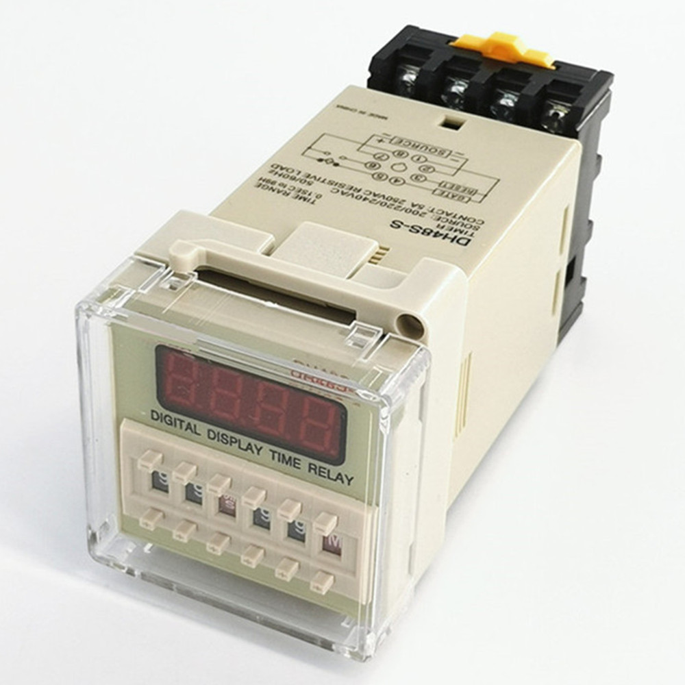 DH48S-S110V 220V 380V AC 24V 12V DC 0.01S - 99H 99M 8 Pins Digital Timer Switch Time Delay Relay with Base Socket