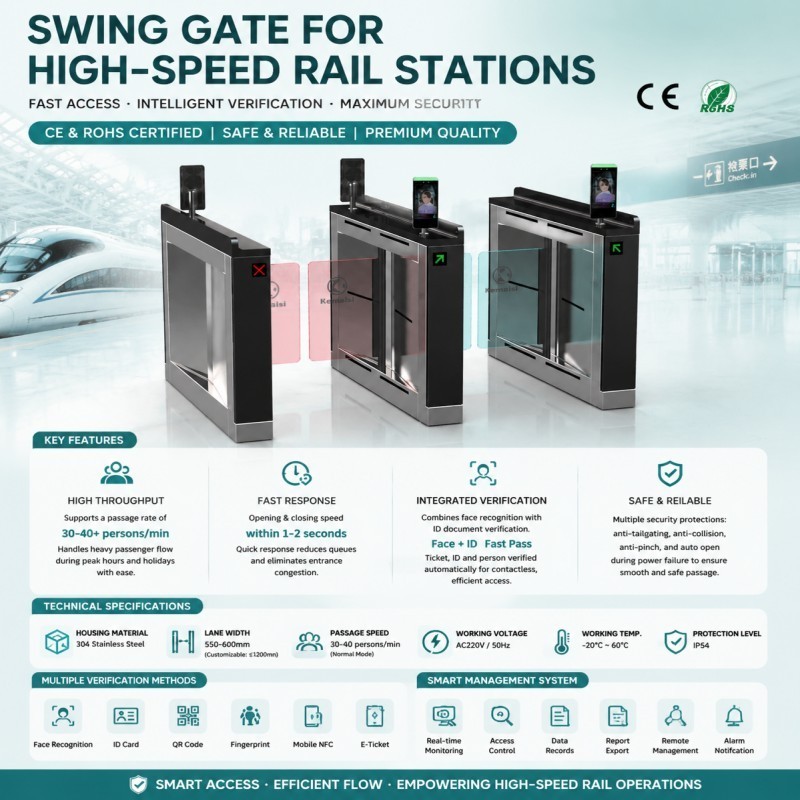 Swing Gate Turnstile For Exhibition Hall Crowd Flow Control System