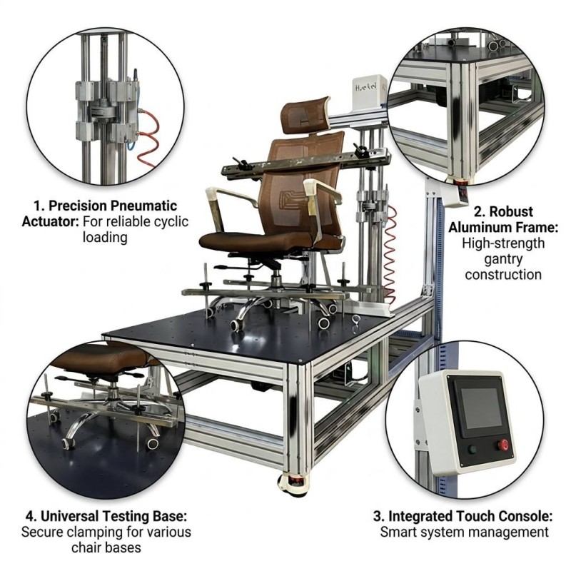 Office Chair Backrest Cyclic Durability Testing Machine BIFMA X5.1 Standard Pull Fatigue Tester