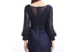 Dark Blue Forging Fabric Chiffon Bridesmaid Dresses Fully Lined Lace Up Back