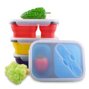 Wholesale 2 Compartment Lunch Box Silicone Household Products Collapsible Lunch Containers from china suppliers