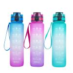 Plastic Drinkware Bottle With Strainer , Fitness Sports Water Bottle With Time