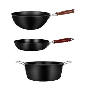 Wholesale Toxic Free 3 Piece Cookware Set Frying Pan Set 1.65kg 10cm Carbon Steel from china suppliers