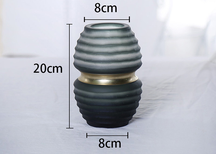 Gradient Gray Decorative Glass Vases Polished Surface Handling
