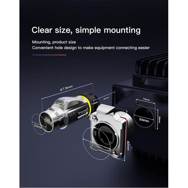 Cnlinko BD24 Network Ethernet Panel Mount RJ45 Cables CAT6 Waterproof RJ45 Connector