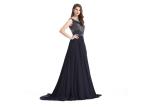 Beaded Embroidered Formal Evening Dresses , Flower Embroidery Evening Dresses