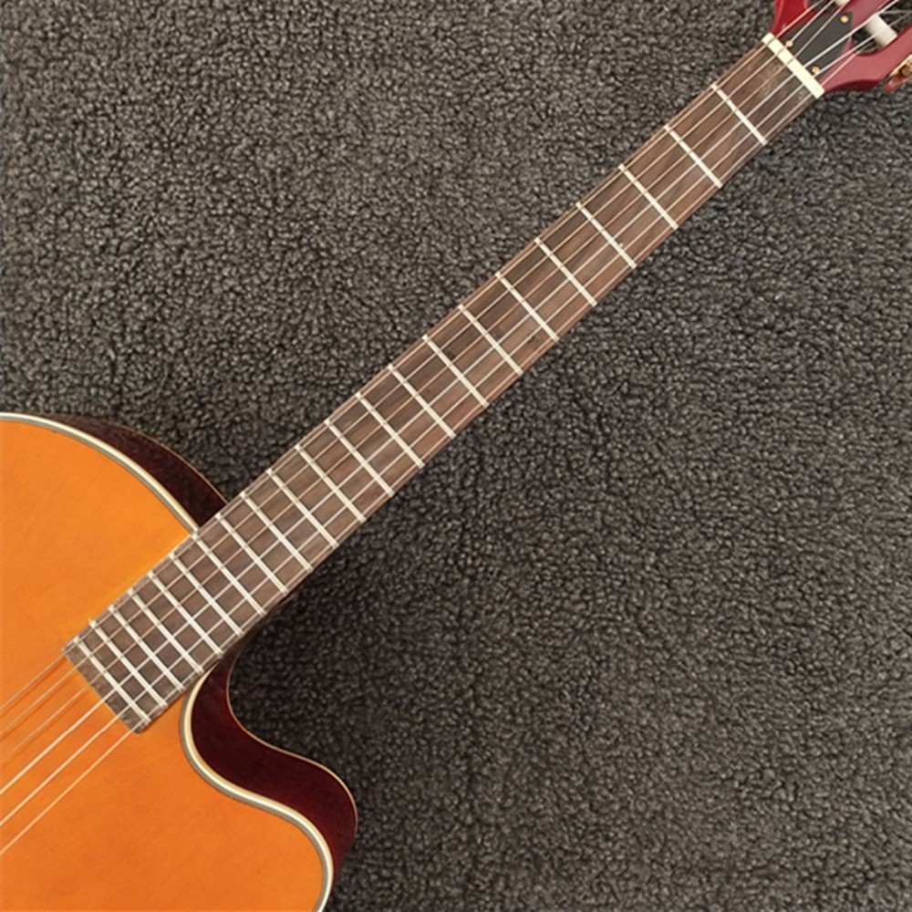 6 strings Guitar in Orange Color,Red Back and Side,Side Pickup,Hollow Body