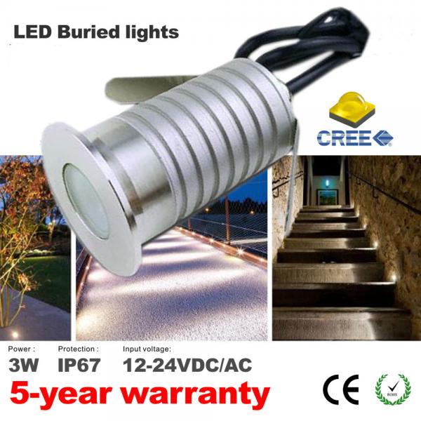 Quality Small Led Patio Lights Decking Lights 3W IP67 Waterproof Recessed Led Inground Light Low Voltage Landscape Lighting for sale