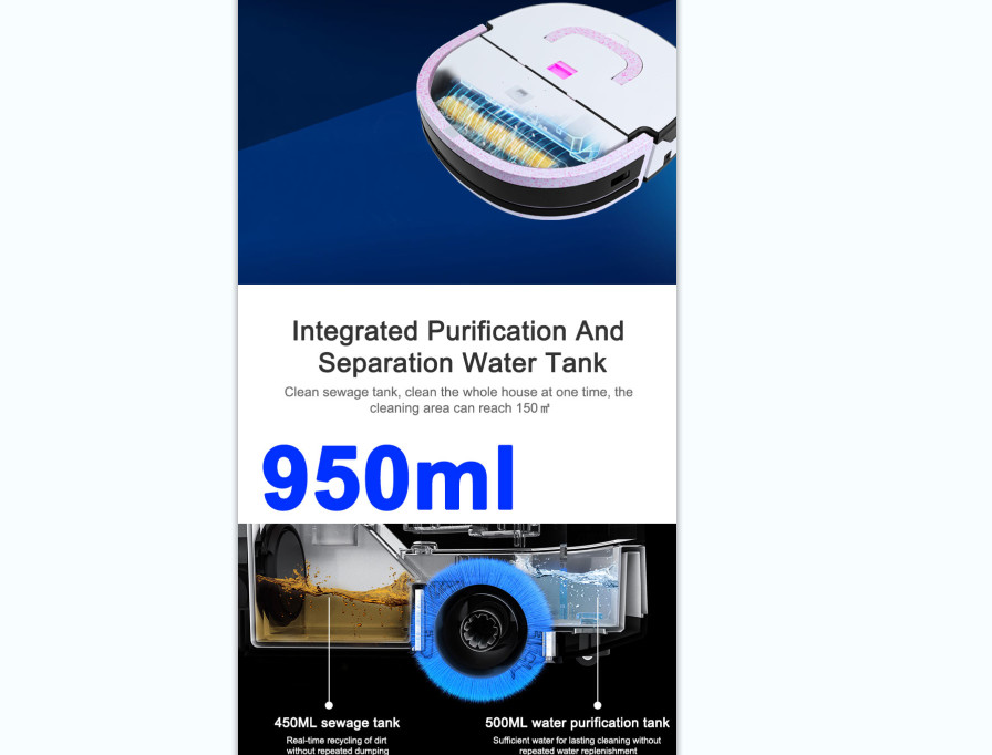 2 In 1 Robot Vacuum And Mop Floor Cleaner 60dB Sweeping