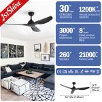 52" Matte Black DC Ceiling Fan Sleek ABS Blades Remote Control