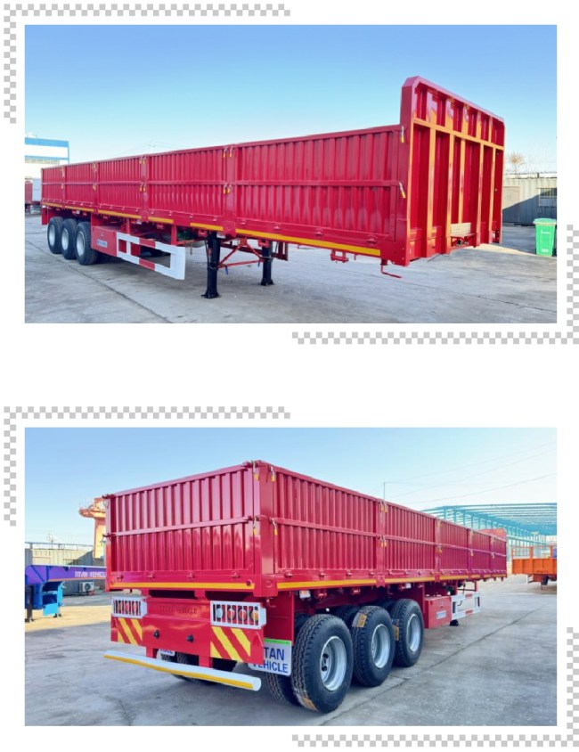 TITAN Tri Axle 60 Tons Drop Side Semi Trailer for Sale  Bulk Cargo Semi Trailer