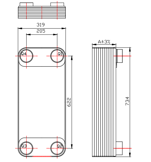 200-80D Brass Plate Heat Exchanger Condenser with Cross Plate Design