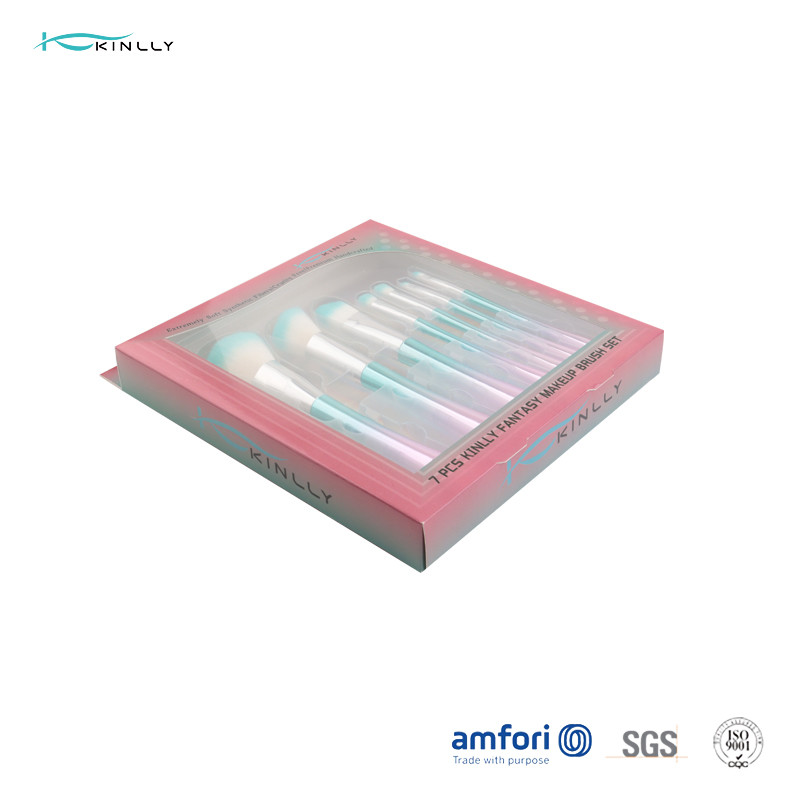 Electroplated Plastic Handle 7pcs Makeup Brush Gift Set