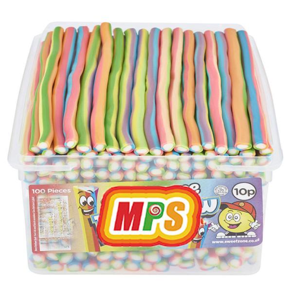 Assorted flavor sour straw candy product display
