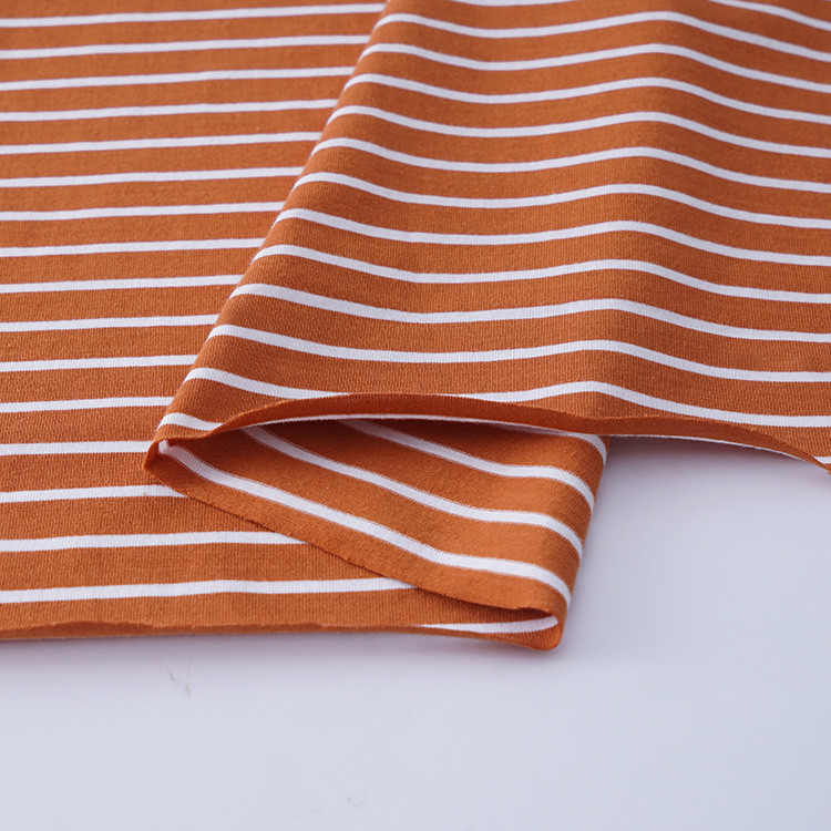Plain Jersey 175gsm Striped Knit Cotton Fabric Single Face For T Shirt