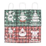 ECO Friendly British Style Grid Kraft Paper Christmas Gift Bags 21g/Pcs