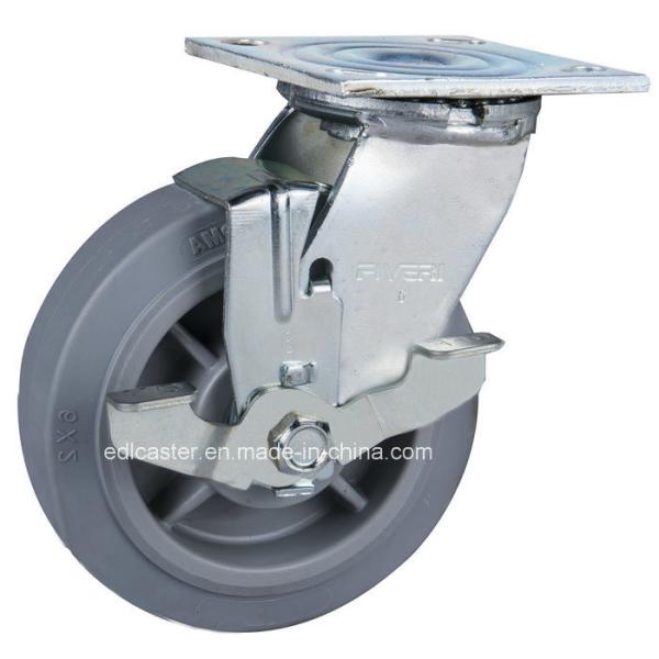 Customized 6" Fiveri 225kg Plate Brake TPR Caster 7286-735 Industrial Wheel