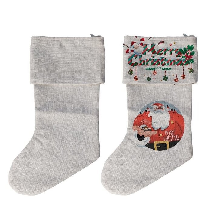 Cuffed Linen Sublimation Blank Christmas Stockings 45*22cm With Personalization