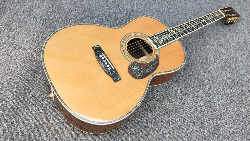39" 000 Style Acoustic Guitar,Ebony Fretboard,Abalone inlay,One piece of neck,Solid Spruce top acoustic guitar