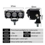 Three Eyeballs Motorcycle Spotlights LED Head Light Near Yellow Far White