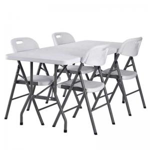 China 5 Feet Outdoor Portable Plastic Folding Table Chair Wild White Table 4 People on sale