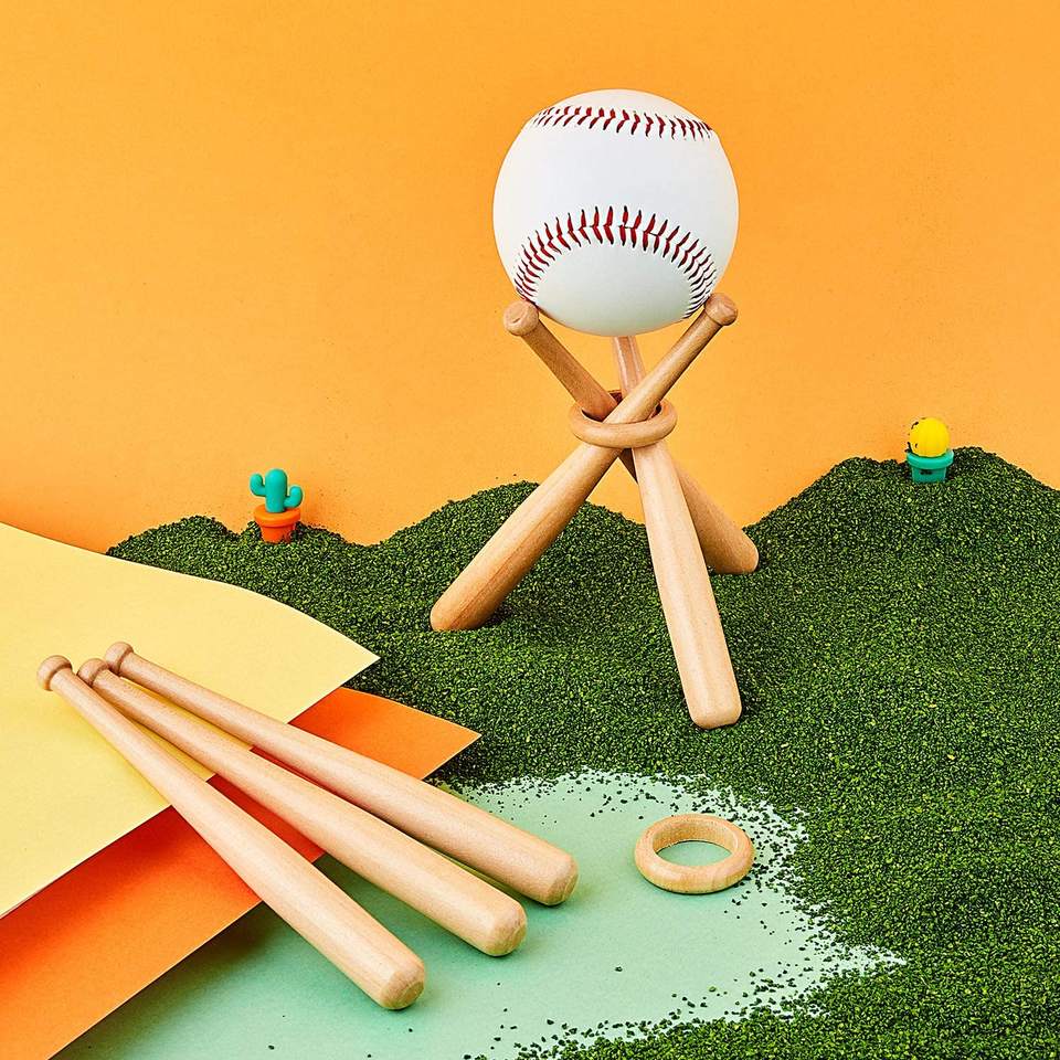 Mini Baseball Bat Display Stand Fashion Ornament Crafts Wooden Stand Holder For Outdoor Sports