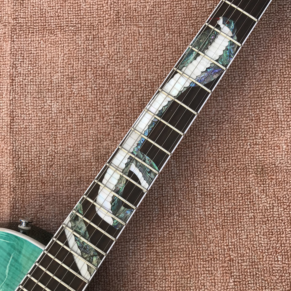 Custom Shop New style LP Standard electric guitar, Flame Maple Top, Abalone snake inlay Rosewood Fingerboard, Free shipp