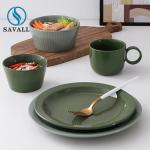 Round Atrovirens Colored Porcelain Dinnerware Versatile For Restaurants