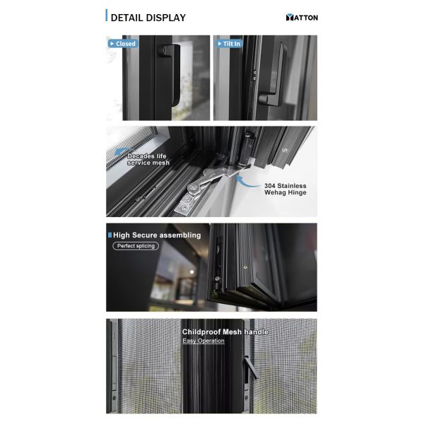 Modern Aluminium Windows High Quality & Durable Tilting and Rotating Window Aluminum bar for Window and Door