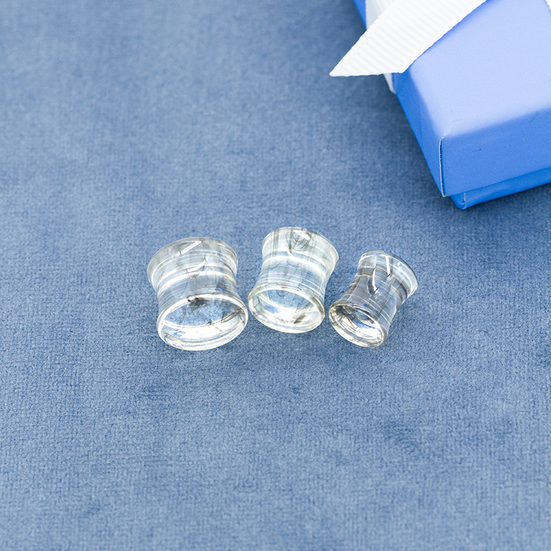 Black Clear Marble Ear Plug Tunnels 10mm Acrylic Earring Piercing 2G