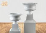 Large Fiberglass Flower Pots Glossy White Modern Style