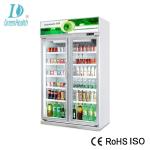 Luxury Double Glass Doors Vertical Display Chiller For Hypermarket / Upright