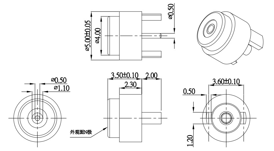OD4.0mm White 2Pin Circular Magnetic Power Cable Connector For Electric Wheelchairs