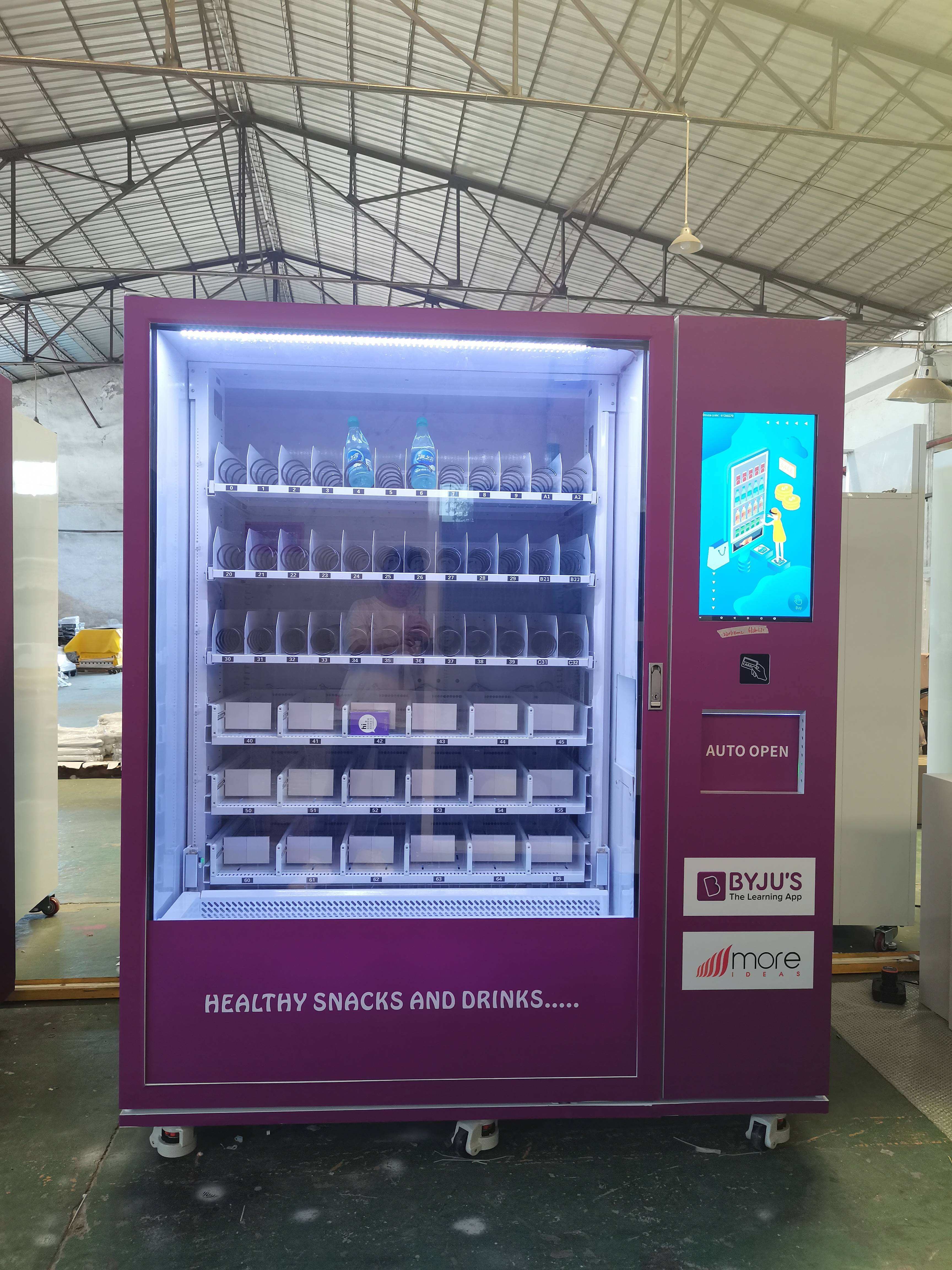 High Tech Auto Open Door Snack Cold Drink Elevator Vending Machine With Spiral And Directly Push
