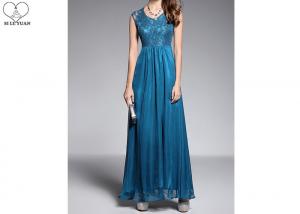 Wholesale Dusty Blue Wedding Bridesmaid Dresses / Back Lace Chiffon Lace Evening Gown from china suppliers