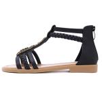 BS140 New Summer Sandals Female Bohemia Retro Beaded Zipper Rhinestone Roman