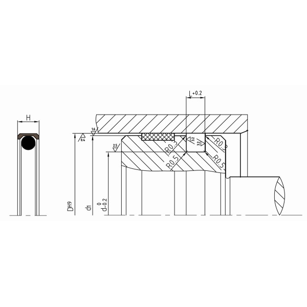 PDD Double Delta Seal Compact Light Load Hydraulic Piston Seal