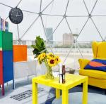 Luxury Metal Geodesic Dome Tent Warm Lights Exterior Reading Use