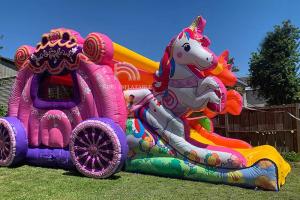 Wholesale Kids Party Princess Carriage Bounce House With Slide Commercial Inflatable Bouncer Castle For Girls from china suppliers