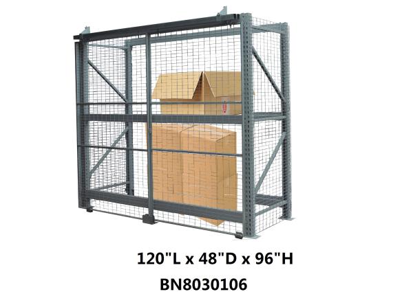 Heavy Duty Steel Pallet Rack Security Cage Systems 10'*4' *8' High Sliding Door