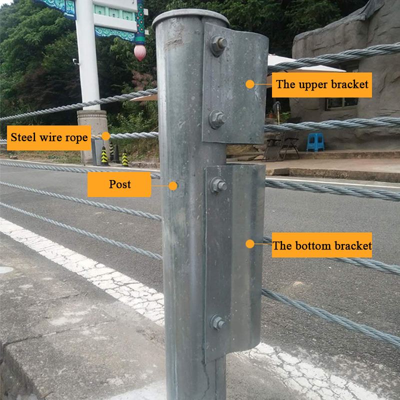 Wire Rope Barrier Fences Safety Road Barriers Galvanized Powder Coated