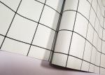 Square Modern Self Adhesive Textured Wallpaper White Base Black Lines