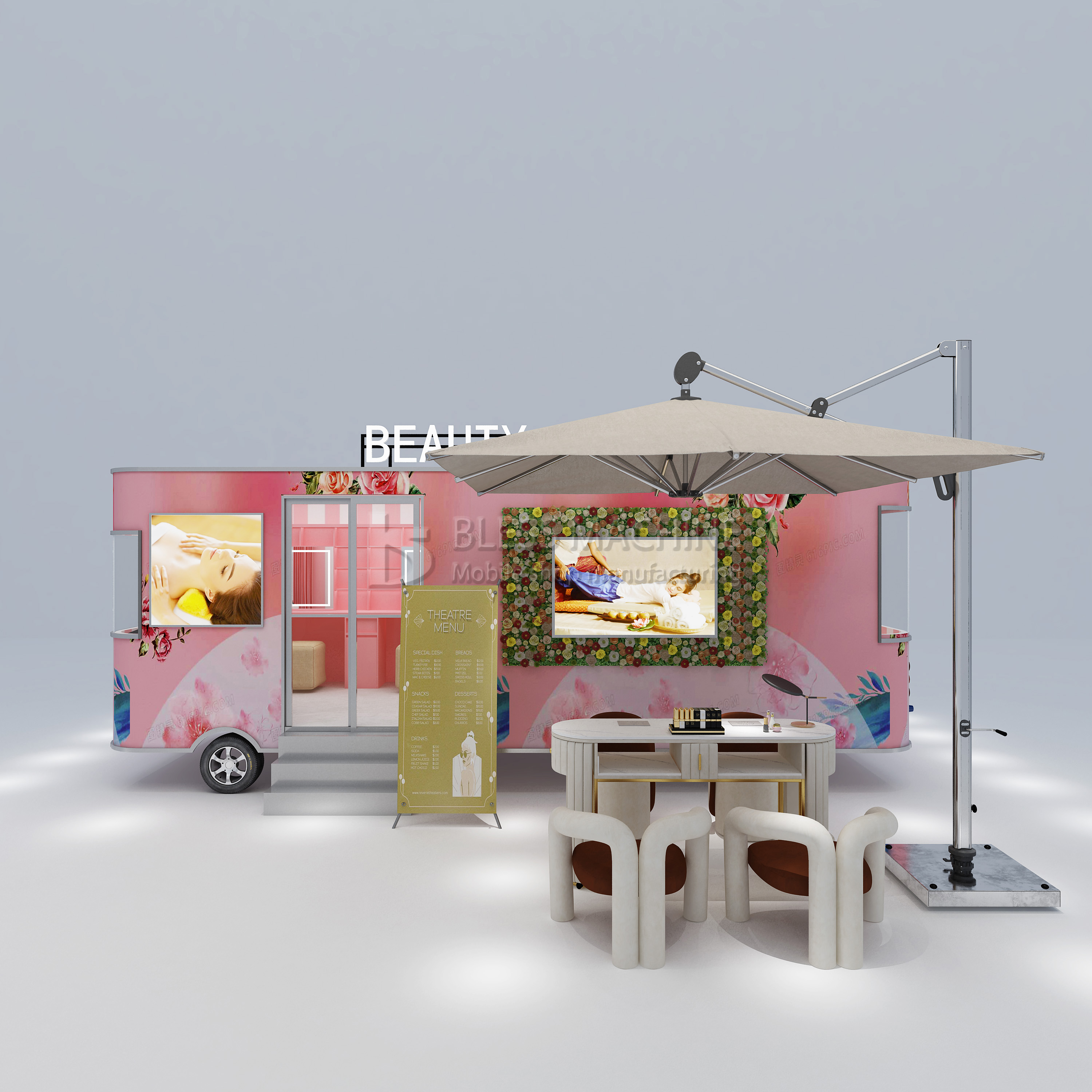 2023 Multipurpose Mobile Electric Fast Food Snack Tricycle Pedicab with Video Support