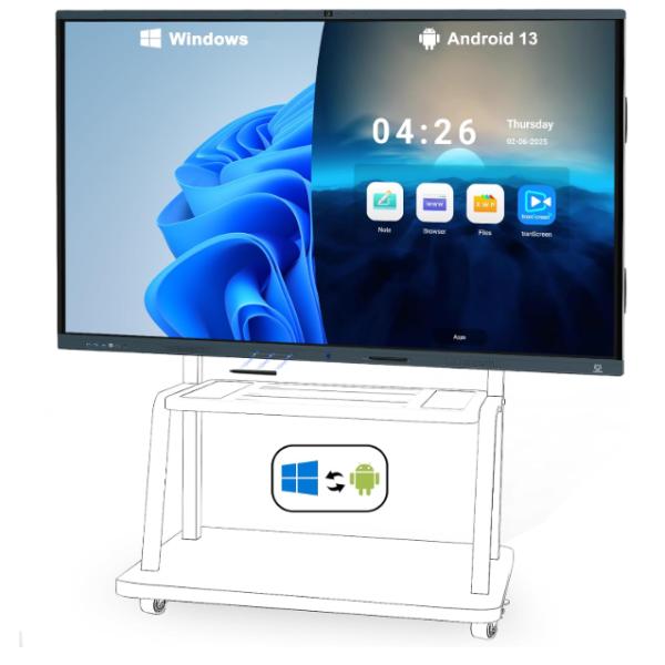 86 inch 4K Smart Interactive Whiteboard Android Windows Dual System 20 points Touch Lound speaker