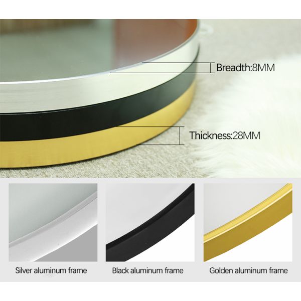 Aluminum Alloy Framed Wall Mirror Explosion Proof Bath Shower Mirror Without Light