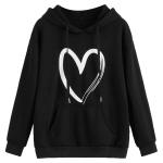 Custom Embroidery Hoodie Fall Fashion Trend Women'S Casual Heart Print Long