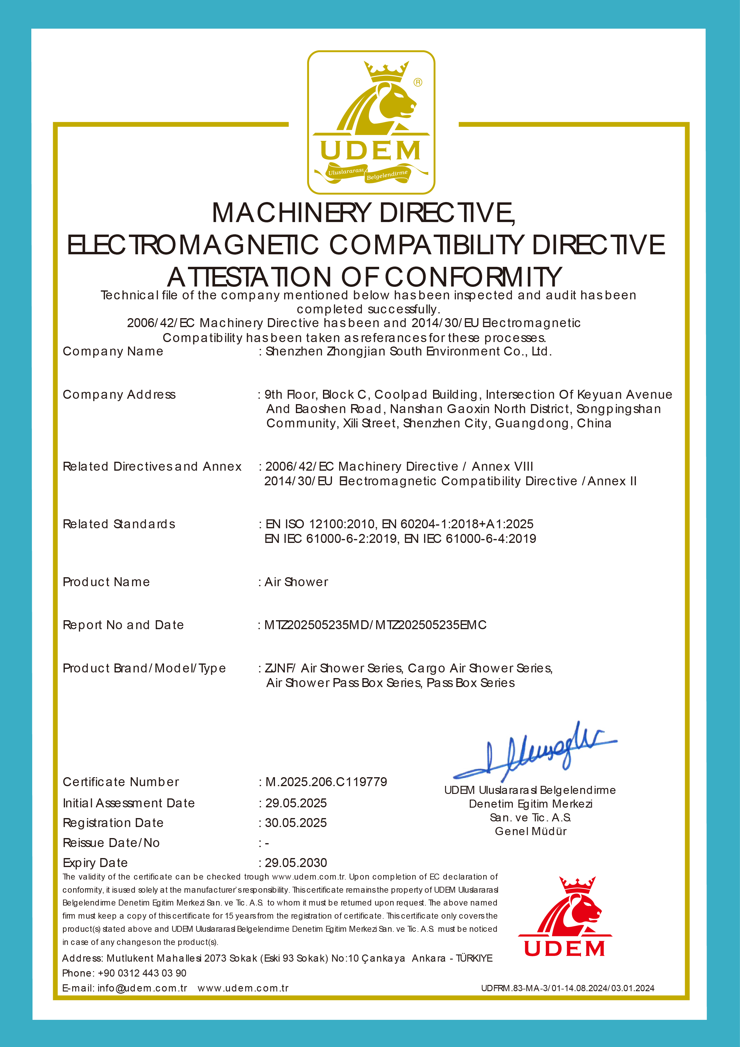 Shenzhen Zhong Jian South Environment Co., Ltd. Certifications